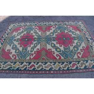 Alfombra Turca Vintage de 6.4x9 pies, Alfombra Grande, Alfombra de Lana Azul - Product Image 3