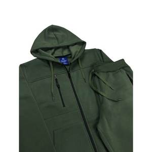 Conjunto de chándal liso de 2 piezas para hombre, Sudadera con capucha y cremallera, pantalones de salón con bolsillos, sudadera holgada informal - Product Image 2