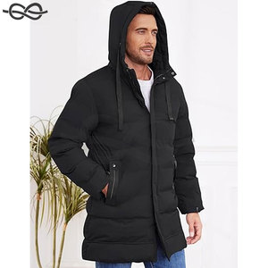 Veste matelassée d'hiver pour homme Manteau long zippé à capuche Veste matelassée chaude avec poches pour la protection contre le froid - Product Image 5