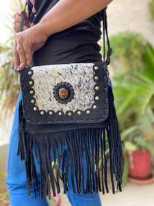 Nuevo estilo personalizado pelo en cuero de vaca gamuza flecos bolsos de calidad superior bohemio mujeres cuero vaquera bandolera monederos - Product Image 2