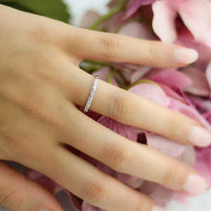 แหวนแต่งงานสไตล์โบราณประดับเพชร 0.04 กะรัต แหวนแพลเลเดียม-เพชร - Product Image 2