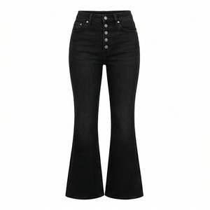 Pantalons décontractés pour femmes, style boyfriend, taille haute, stretch, évasés, jeans décontractés, couleur personnalisée, respirants - Product Image 1