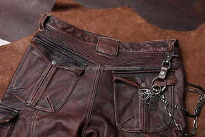 Pantalones de Cuero Vacuno Genuino para Hombre, Pantalones de Motero de Cuero Real, Jeans Punk, Pantalones para Motociclistas - Product Image 2