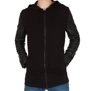 Sudadera con Capucha y Manga de Cuero, Felpa de Algodón, Estilo Francés, Sudadera con Capucha para Invierno, Ropa Urbana Transpirable, Talla Grande, Venta al por Mayor - Product Image 1