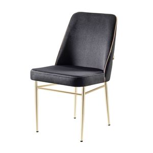 Chaise de salle à manger moderne et contemporaine Rosse Mobilya Tunus noire, confortable, durable, en acier inoxydable, rembourrage en polyester, pour la maison - Product Image 1