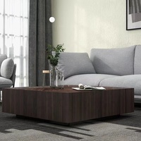 Table à thé carrée de luxe en bois massif de noyer noir, table basse de salon