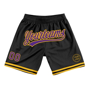 Industrie Direct Engro Sportswear Short de basket-ball confortable et personnalisé noir violet-or authentique - Product Image 2