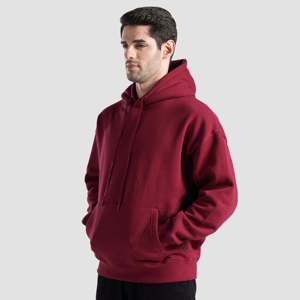 Sudadera Clásica Extra Grande GAI Color Borgoña, Bordada, de Felpa Francesa, con Estampado 3D - Product Image 3
