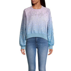 Sweat-shirt tendance en tricot respirant avec strass pour femme, coupe ample, manches longues, logo frontal, idéal pour l'hiver et le streetwear. - Product Image 6