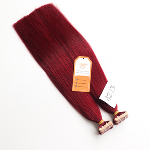 เทปสีร้อนในส่วนขยายของผม100% มนุษย์ผมเทปต่อผมสีแดงไวน์ - Product Image 1