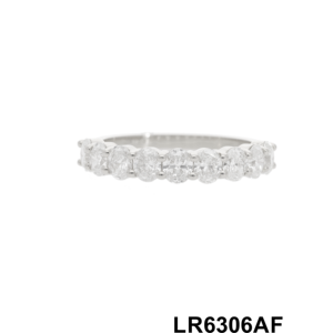 Anillo DE BODA certificado IGI chapado en rodio CVD HPHT cultivado en laboratorio de 3 CT en forma de óvulo con 6 diamantes aniversario - Product Image 6