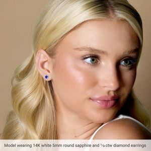 Round 4-Prong Halo-Style White Gold <b>Stud</b> Earrings Diamond Zircon Ball Geometric Trendy Design for Wedding Engagement Party Gift - Product Image 3