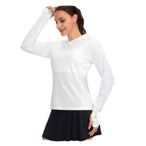Femmes automne décontracté séchage rapide tissé à manches longues sweat à capuche athlétique pull sweat avec Logo avant Gym course Polyester - Product Image 5