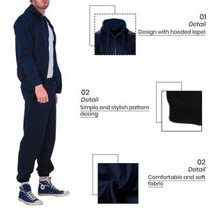100% Cotton tracksuits sets for <b>men</b> with your brand logo printed Hooded hood trousers thick fleece fabric - Product Image 5