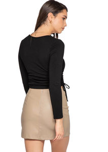 Fashion Women's Genuine <b>Leather</b> <b>Sexy</b> Summer <b>Dress</b> with Natural Waistline and Winter Season - Product Image 2