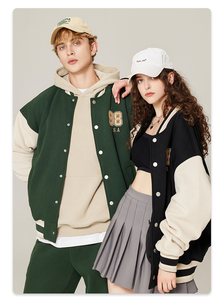 Chaquetas Letterman Bordadas con Estampado Personalizado para Hombre y Mujer, Cuello Alto, Estilo Casual, Tejido de Punto, Chaqueta de Invierno, Varios Estilos - Product Image 4