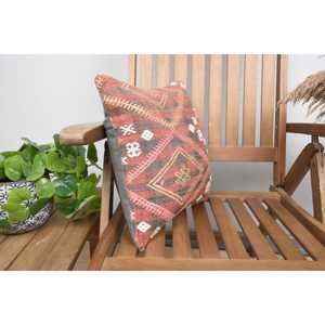 Brown Wool Kilim 18x18 Inch Eco-Friendly Non-Slip Luxury Woven <b>Vintage</b> Print Accent Pillow Removable Washable Cover for <b>Bedding</b> - Product Image 2