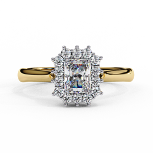 Bague de fiançailles en diamant de laboratoire radiant certifié IGI de 0,35 carat, finition or, pierres latérales, bijoux - Product Image 1