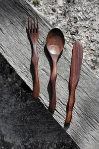 Ensemble de couverts en bois pour restaurant avec ensemble poli de 3 couverts Ensemble de vaisselle d'hôtel Vaisselle de dessert Cuisine Mariage Cuillère Meilleurs prix - Product Image 6