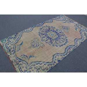 Alfombra Vintage de 4.4x7.7 pies, Alfombra Azul de Estilo Suroeste, Alfombra de Lana - Product Image 2