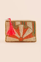 Pochette en coton perlée de couleur personnalisée MULTI CRAFT, broderie artisanale, porte-monnaie occidental, mini fermeture éclair, couleurs mélangées, motif tribal