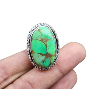 Trending 925 Sterling <b>Silver</b> Turquoise Gemstone <b>Ring</b> Jewelry Handmade <b>Silver</b> Boho Style <b>Ring</b> Jewelry For Women Gift For Girls - Product Image 1