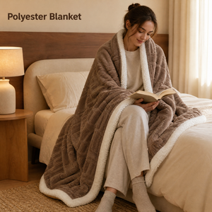 Manta de felpa cálida de doble cara reversible de Polonia, suave forro polar marrón taupe para cama, entrega rápida en la UE - Product Image 3