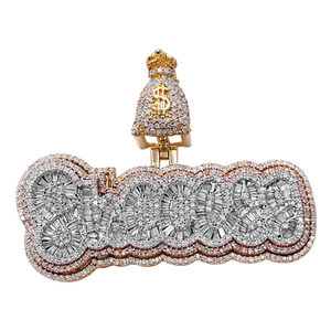 เครื่องประดับเงินแท้ 925 จี้เพชรบาแกตต์ธรรมชาติ จี้ชื่อสไตล์ฮิปฮอปความสําเร็จ - Product Image 1