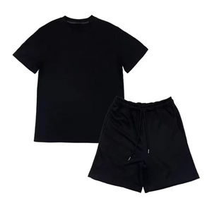 Ensemble de vêtements de sport décontractés pour hommes, t-shirt à manches courtes et short respirant en deux pièces, taille plus, été - Product Image 5