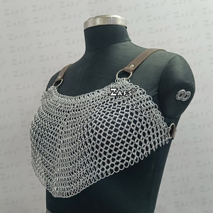 Venta al por mayor fantasía Medieval Top Cosplay Ren Fair traje hecho a mano aluminio Butted Ring Chainmail sujetador pulido armadura técnica - Product Image 5