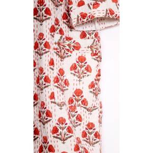 Bata de invierno Kantha para mujer, estilo kimono, de tela ecológica, étnica, tradicional, vintage, india, hecha a mano, colorida, de algodón, con estampado floral. - Product Image 3