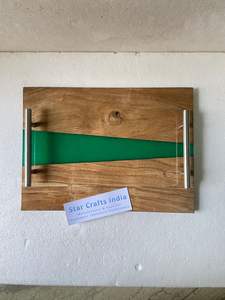 Juego de bandejas de resina epoxi de madera para decoración del hogar de diseño único moderno más vendido con quemador bakhoor y quemador Mubakhir con mango de Metal - Product Image 4