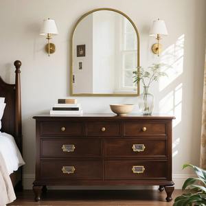 Antique Gold Square Wall <b>Mirror</b> Beaded Metal Frame Art <b>Deco</b> Design Eco-Friendly Wedding Decor for Bedroom Dresser - Product Image 4