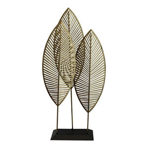 <b>Gold</b> Eter Textured Fern Table Decor with Marble Base Showpiece for Living Room <b>Bedroom</b> and Home Decor Standard - Product Image 5