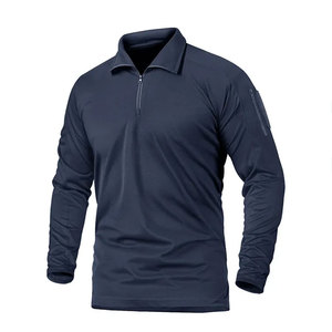 2023 New Design Men's Long Sleeve Shirts Custom <b>Logo</b> Solid 220 Grams Polyester/Cotton Knitted Anti-shrink Breathable OEM Service - Product Image 1