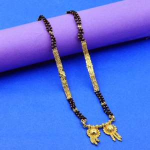 ขายส่ง24K ไมโครทองชุบยาว vati mangalutra, อินเดียเครื่องประดับงานแต่งงาน, เครื่องประดับแบบดั้งเดิม, mangalutra กับลูกปัดสีดำ - Product Image 2