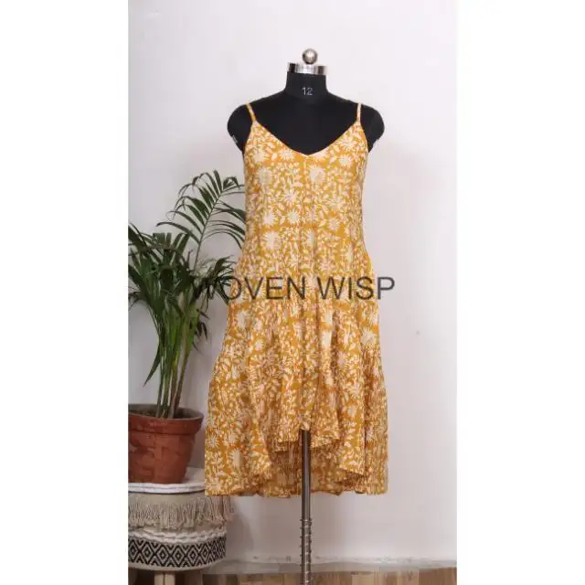 Nuevo diseño Halter Maxi vestido con diseño floral puro algodón hecho Halter vestido a la venta por mujeres ropa de fiesta