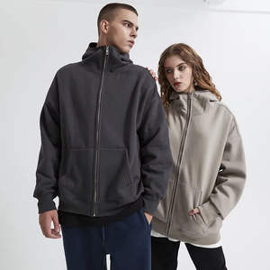 Fabricante personalizado de lana de algodón Full Zip Up Hoodie Puff Print Acid Washed Hoodies - Product Image 1