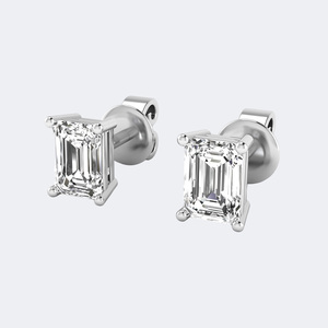 1.00CTW <b>Emerald</b> Bezel <b>Stud</b> Earring - Product Image 5