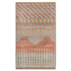 Alfombra Manchaha Azul de Lana y Seda de Bambú Anudada a Mano, 10 mm de Grosor, Patrón Geométrico Abstracto para el Hogar, Pasillo, Modelo Rectangular-Les-2779 - Product Image 1