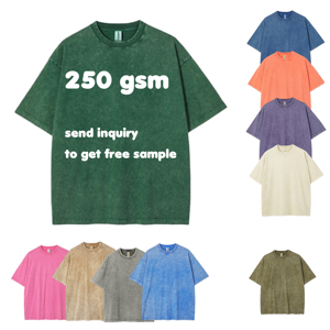 Venta al por mayor último lavado ácido OEM Streetwear desgastado hombres camisetas de gran tamaño de peso pesado de punto estilo lavado - Product Image 1