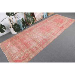 Alfombra Turca de 3.6x10.1 pies, Alfombra Vintage, Alfombra de Lana con Rayas Rojas - Product Image 4