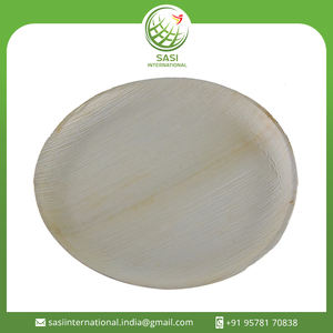 Assiettes rondes en feuille de palmier biodégradable naturel 100% pour service de nourriture de mariage en vente! - Product Image 2