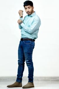 Excellente qualité MyEthnix fournisseur indien chemises décontractées bleu solide 100% coton manches longues col rabattu fermeture à glissière - Product Image 3