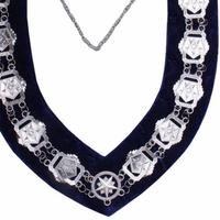 Grand Officier Malte Régulation Chaîne Colliers Plaqué Or Franc-Maçon Maçonnique Brodé Regalia Apton Collier Sash Chaîne