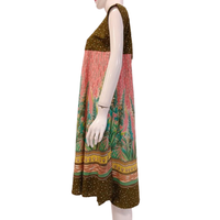 Robe de nuit décontractée pour femme, col carré, imprimé batik, motif pois/floral, sans manches, taille mi-haute, longueur genou, en rayonne