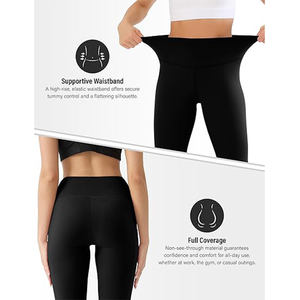 Mallas de Yoga para Fitness de cintura alta de la mejor calidad, pantalones elásticos de entrenamiento con Control de barriga, bolsillos laterales, cintura elástica sólida - Product Image 3