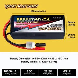 22.2V 6S 10000mAh 25C מל"ט drone סוללה 6S RC lipo סוללות עבור מל"ט מזלט חקלאי סוללה