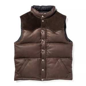 Gilet matelassé en toile rouge pour homme, style rétro, veste sans manches décontractée, respirante, hiver - Product Image 1