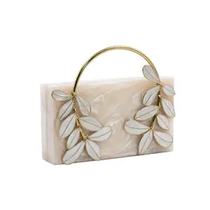 Fashion Craft Embellished Stones Resin Evening Clutch Bag for Wedding Party Purses For Women